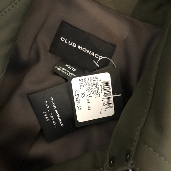 CLUB MONACO Matie Trench Coat Olive Green Classic XS 0 NWT NEW - Picture 7 of 7